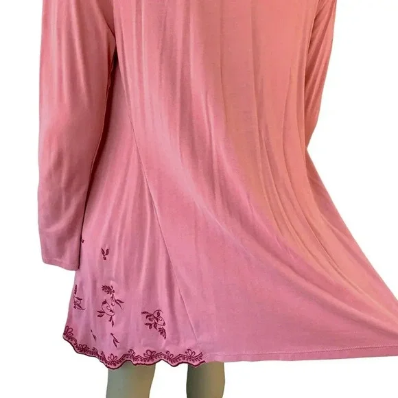 Mi ami Francescas Asymmetrical Embroidered Open Cardigan Tunic Sweater M Rose - Picture 11 of 16